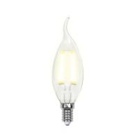 Лампа светодиодная. LED-CW35-6W/WW/E14/CL GLA01TR Форма "свеча на ветру", прозрачная. Серия Air. Теплый белый свет (3000K). Uniel