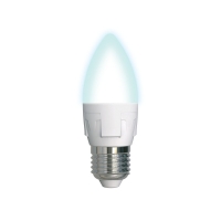 Лампа светодиодная. LED-C37 7W/NW/E27/FR PLP01WH Форма «свеча», матовая. Серия ЯРКАЯ. Белый свет (4000K). Uniel