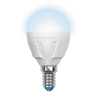 Лампа светодиодная. LED-G45 7W/NW/E14/FR PLP01WH Форма «шар», матовая. Серия ЯРКАЯ. Белый свет (4000K). Uniel