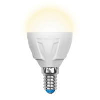 Лампа светодиодная. LED-G45 7W/WW/E14/FR PLP01WH Форма «шар», матовая. Серия ЯРКАЯ. Теплый свет (3000K). Uniel