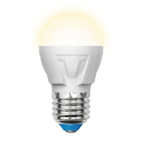 Лампа светодиодная. LED-G45 7W/WW/E27/FR PLP01WH Форма «шар», матовая. Серия ЯРКАЯ. Теплый свет (3000K). Uniel