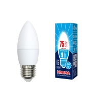 Лампа светодиодная. LED-C37-9W/NW/E27/FR/NR Форма "свеча", матовая. Серия Norma. Белый свет (4000K). Volpe