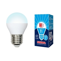 Лампа светодиодная. LED-G45-7W/NW/E27/FR/NR Форма "шар", матовая. Серия Norma. Белый свет (4000K). Volpe