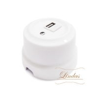 Розетка USB для зарядки 2000mA, Lindas 32210, цвет белый