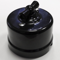 Выключатель одноклавишный (проходной) пластик "Bironi" В1-201-23, черный