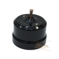 Ретро проходной выключатель тумблерный Lindas одноклавишный (проходной), цвет Чёрный/медь