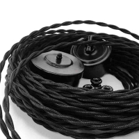 Ретро провод витой в декоративной текстильной оплетке 3х1,5 мм2 Царский Стиль RS-13-03, Чёрный