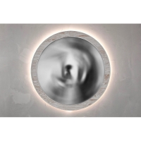 Круглое деревянное зеркало с подсветкой RoundLED_40_белый