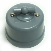 Выключатель пластик одноклавишный (проходной), о/у серии "Дежавю" RS 77726-14, цвет Серый