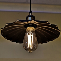 Светильник Loft подвесной в сборе с потолочной пластиной и патроном, диаметр 250мм, цвет чёрный