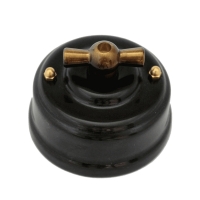 Выключатель (переключатель) поворотный проходной, цвет nero (черный), ручка бронза