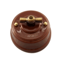 Выключатель поворотный двухклавишный, цвет bruno (коричневый), ручка бронза