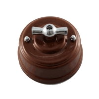 Выключатель (переключатель) поворотный проходной, цвет bruno (коричневый), ручка серебро