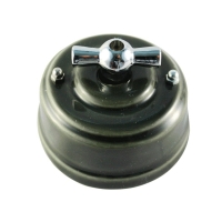 Выключатель (переключатель) поворотный проходной, цвет grigio (серый), ручка серебро