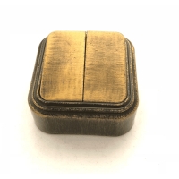 Лофт выключатель пластик о/у, 2-клавишный, 6А, патина черный под бронзу (Antique Bronze)