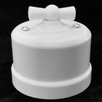 Выключатель пластик одноклавишный (проходной), о/у серии "Дежавю" RS 77726-01, цвет Белый